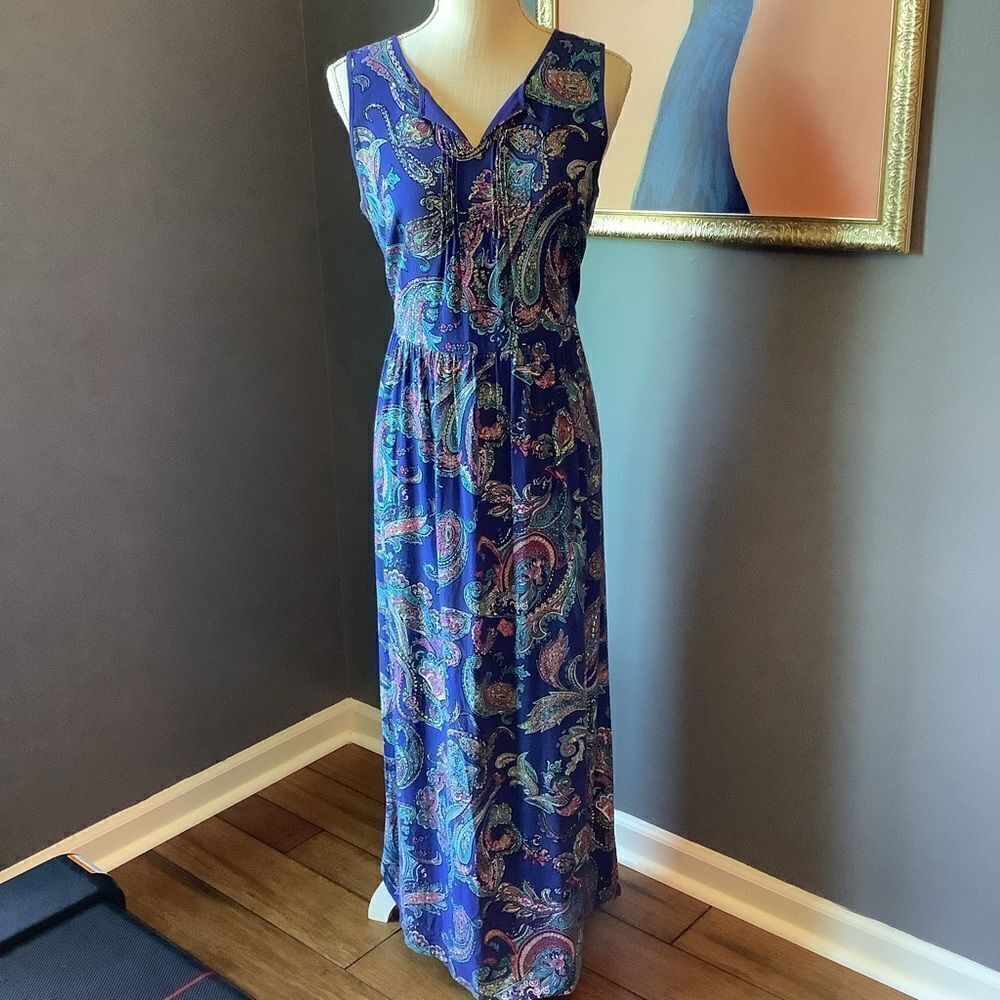 Talbot's Purple Paisley Women's Maxi Dress 💜⚜💯‎